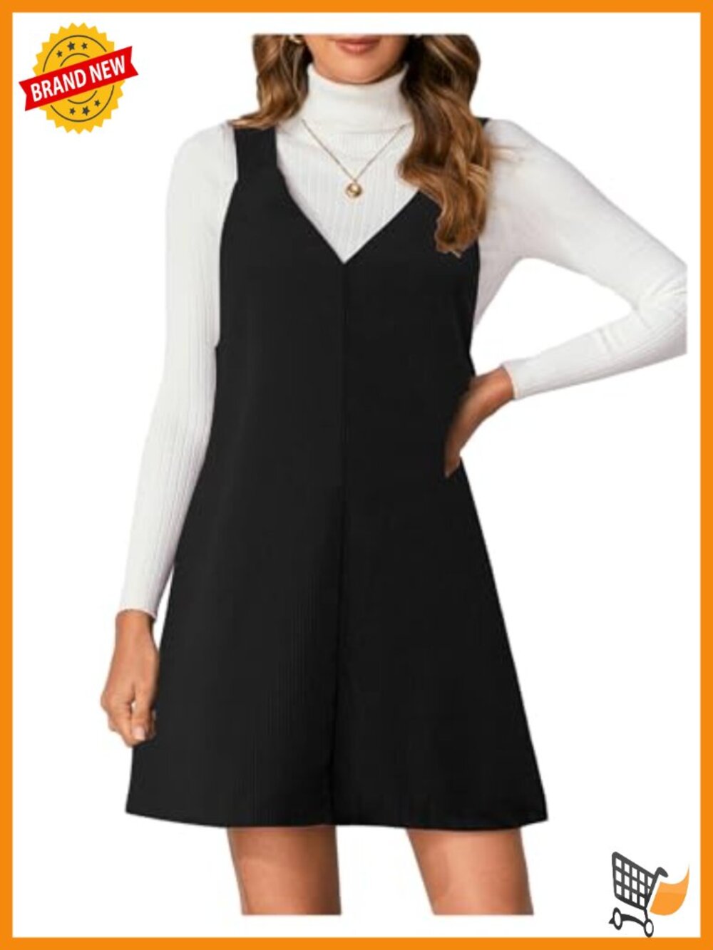 Corduroy Overalls Dress Mini Pinafore Jumper V-Neck Sleeveless Casual